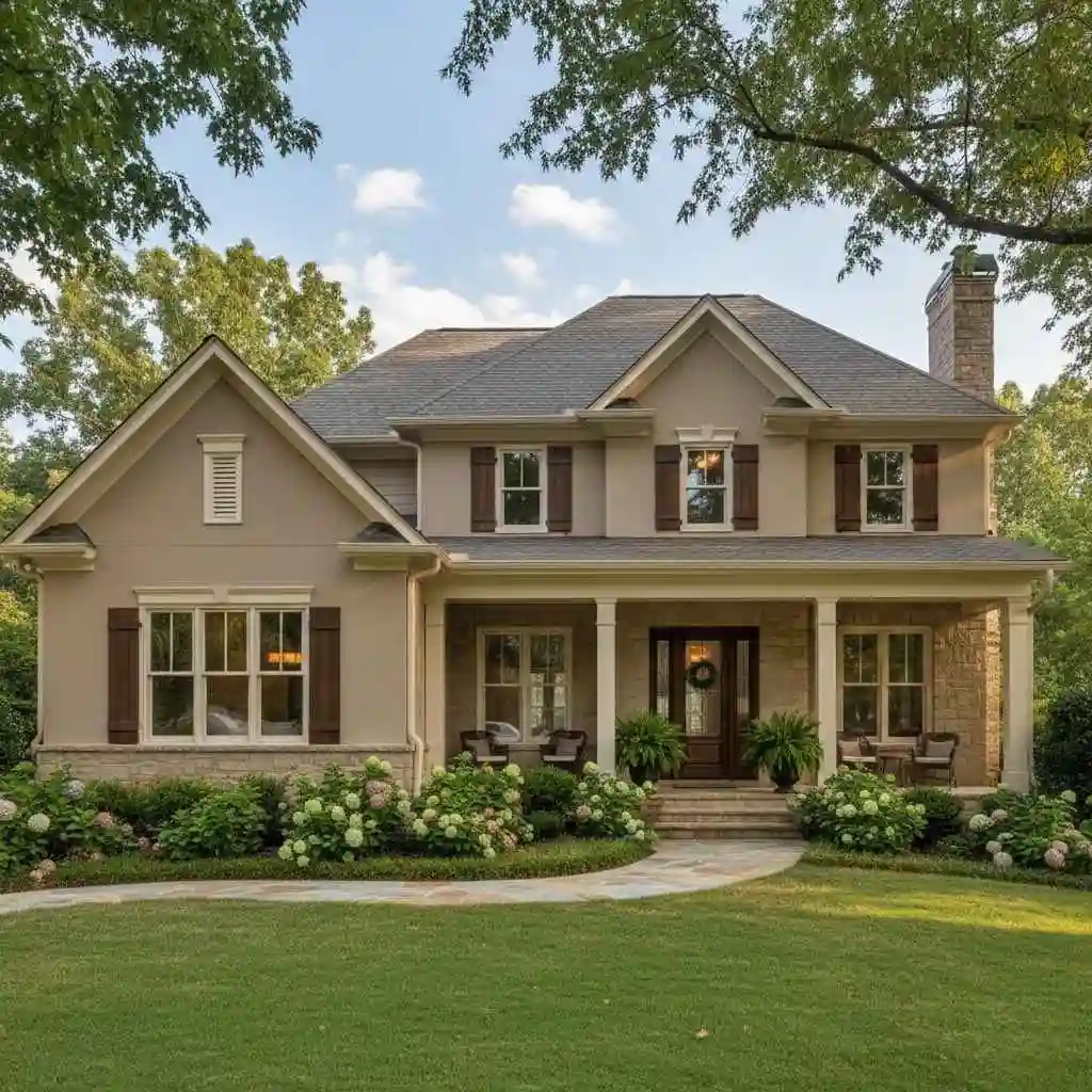 Atlanta home with warm neutral exterior paint