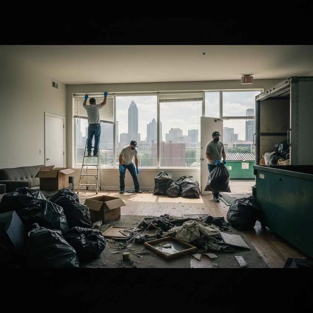 Professional team removing furniture from an Atlanta rental