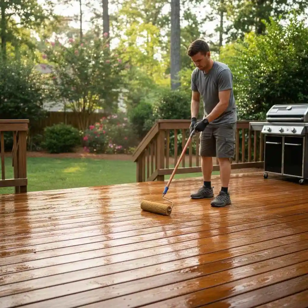 Applying sealant to deck surface