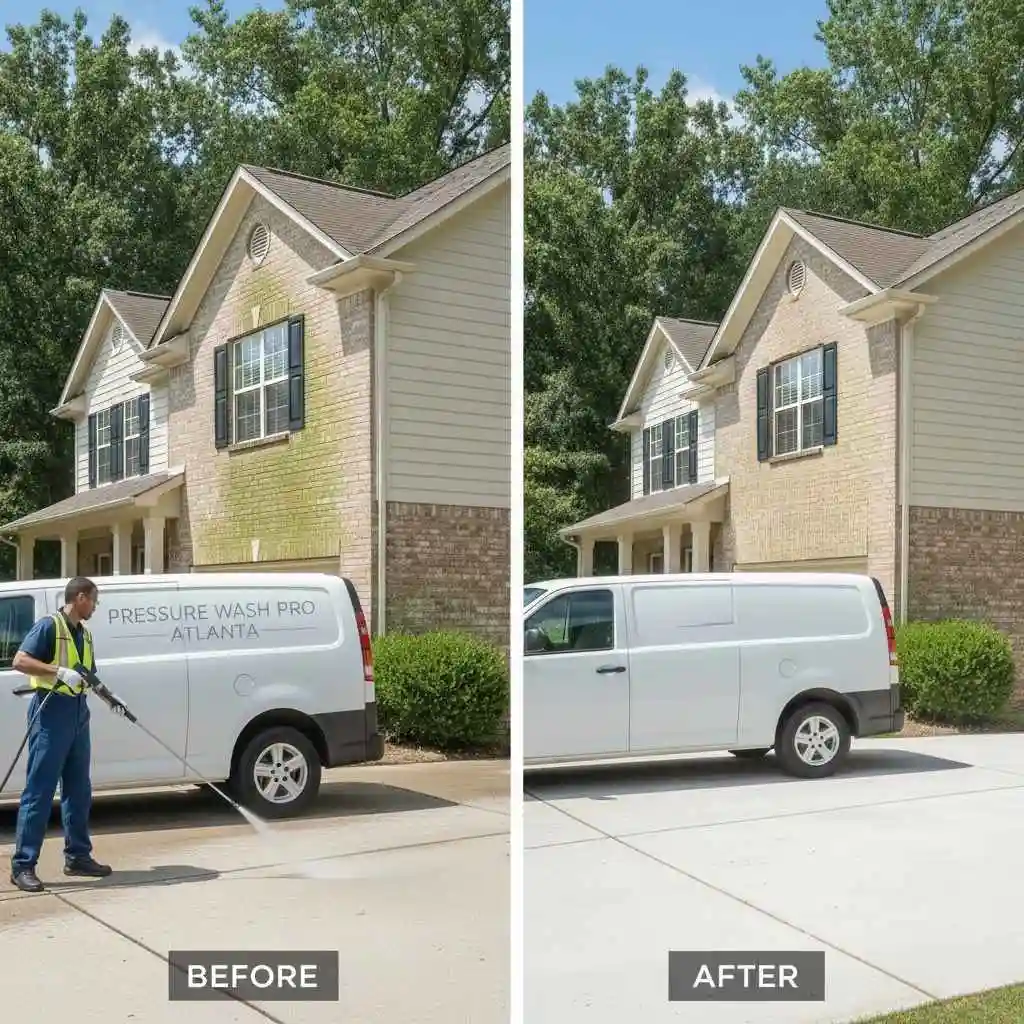 clean house exterior in Atlanta beforeafter pressure washing.