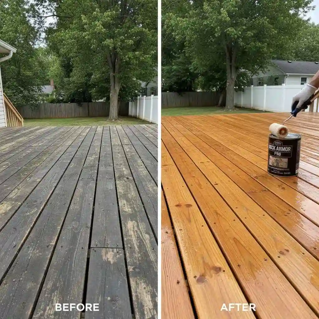 deck cleaning process with surface protection.