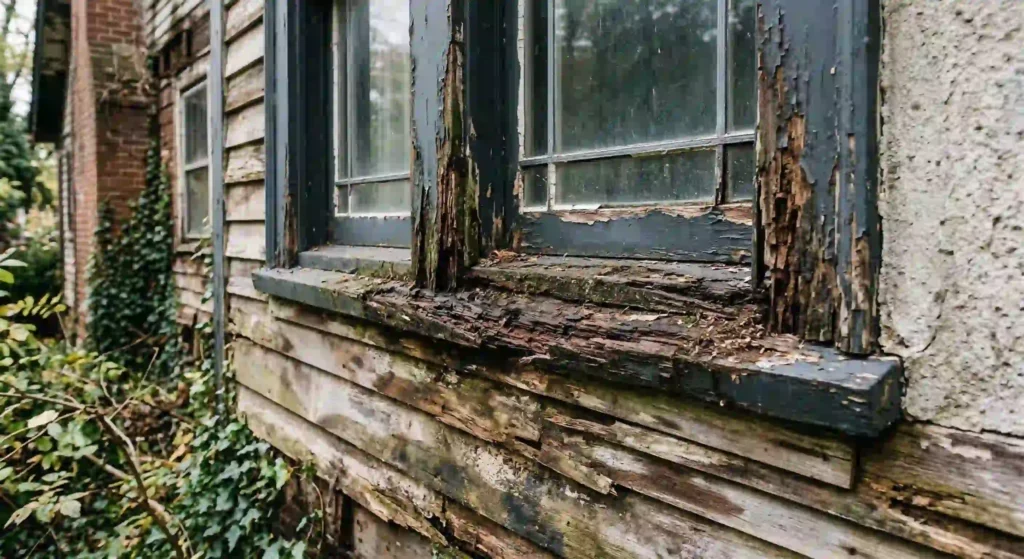 rotting window trim or siding.
