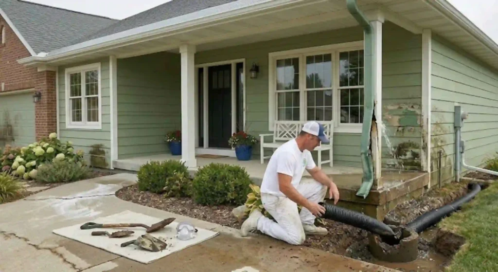 water damage near foundation