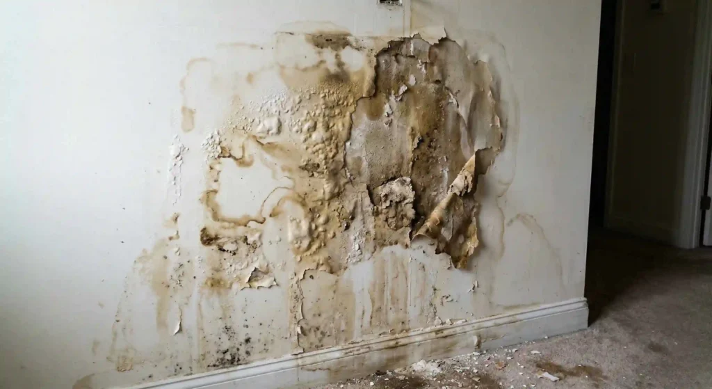 water-damaged drywall