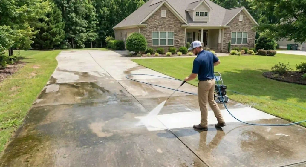 pressure washing driveway