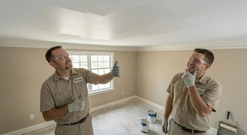 Completed ceiling drywall repair project