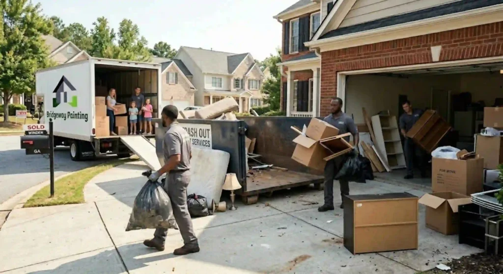Professional trash out service clearing home in Winder Georgia before moving day